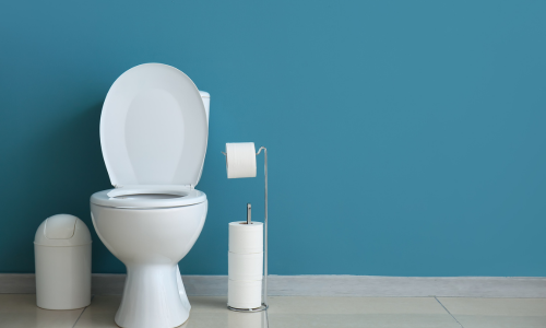 white toilet and bathroom accessories